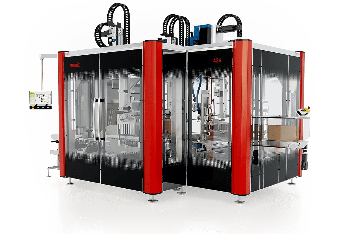 SOMIC 434 End-of-line packaging machine for single-piece and multi-piece cardboard packaging – Cut-out with transparent background